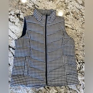 Women's Land's End Houndstooth Puffer Vest Size Large 14-16